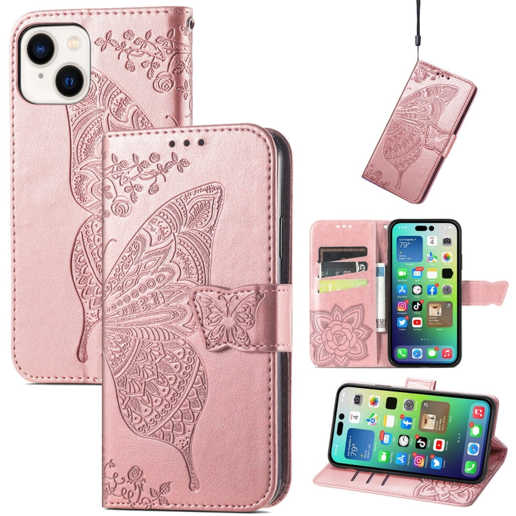 Butterfly Love Flower Embossed Leather Phone Case