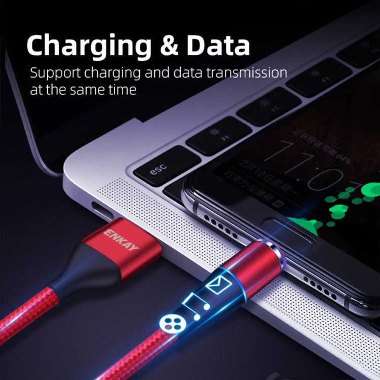 ENKAY ENK-CB1391 5A USB to Type-C Magnetic Fast Charging Data Cable with LED Light, Length: 1m, 1m 5A USB to Type-C