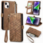 Geometric Zipper Wallet Side Buckle Leather Phone Case, For iPhone 15, For iPhone 14 Plus, For iPhone 14, For iPhone 14 Pro