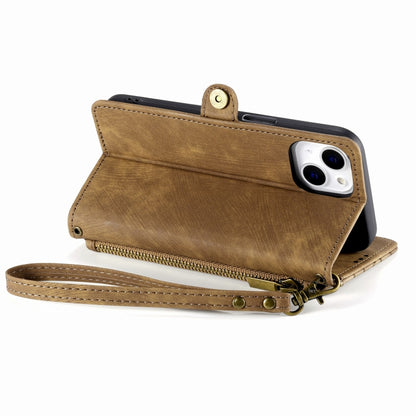 Geometric Zipper Wallet Side Buckle Leather Phone Case