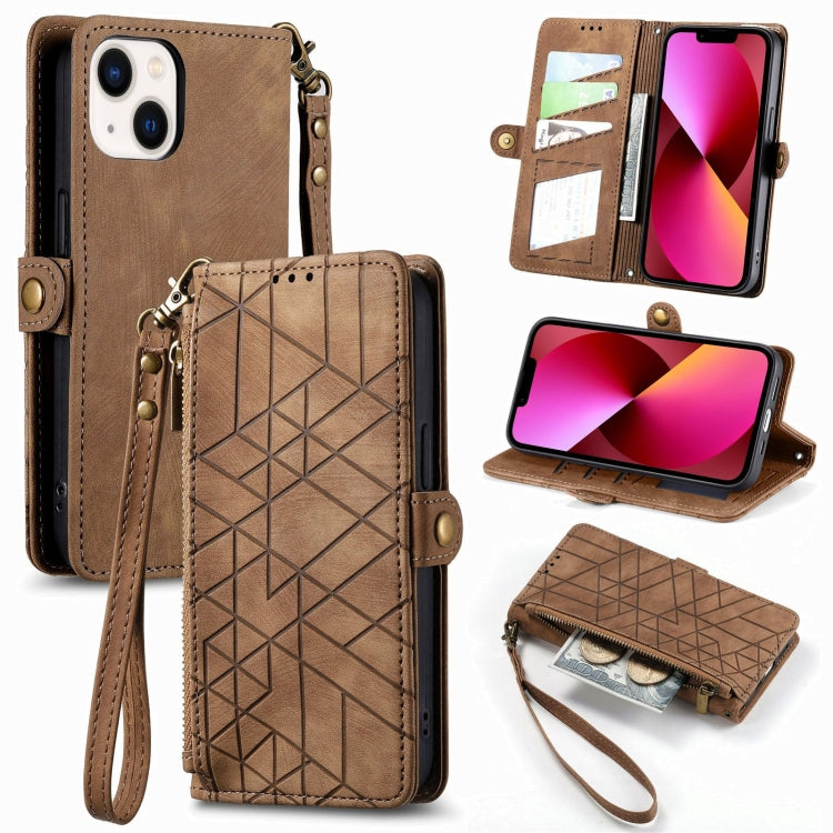 Geometric Zipper Wallet Side Buckle Leather Phone Case, For iPhone 13, For iPhone 12 / 12 Pro, For iPhone 12 Pro Max, For iPhone 11 Pro Max