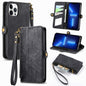 Geometric Zipper Wallet Side Buckle Leather Phone Case