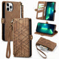 Geometric Zipper Wallet Side Buckle Leather Phone Case