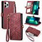 Geometric Zipper Wallet Side Buckle Leather Phone Case