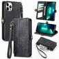 Geometric Zipper Wallet Side Buckle Leather Phone Case