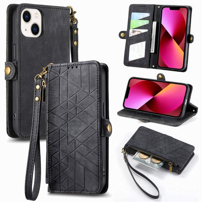Geometric Zipper Wallet Side Buckle Leather Phone Case, For iPhone 13, For iPhone 12 / 12 Pro, For iPhone 12 Pro Max, For iPhone 11 Pro Max