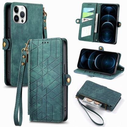 Geometric Zipper Wallet Side Buckle Leather Phone Case, For iPhone 13, For iPhone 12 / 12 Pro, For iPhone 12 Pro Max, For iPhone 11 Pro Max