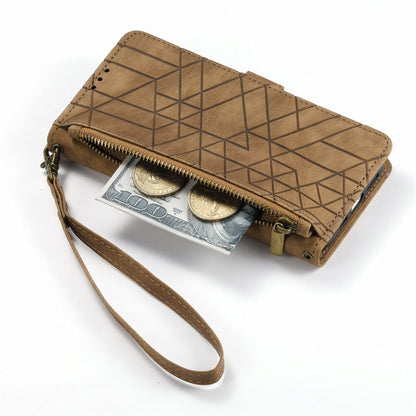 Geometric Zipper Wallet Side Buckle Leather Phone Case, For iPhone 11, For iPhone 11 Pro, For iPhone XR, For iPhone XS Max
