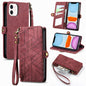 Geometric Zipper Wallet Side Buckle Leather Phone Case, For iPhone 11, For iPhone 11 Pro, For iPhone X / XS, For iPhone XR
