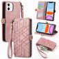 Geometric Zipper Wallet Side Buckle Leather Phone Case, For iPhone 11, For iPhone 11 Pro, For iPhone XR, For iPhone XS Max