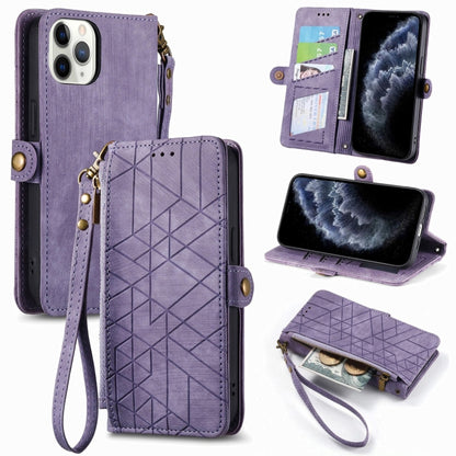 Geometric Zipper Wallet Side Buckle Leather Phone Case, For iPhone 11, For iPhone 11 Pro, For iPhone XR, For iPhone XS Max