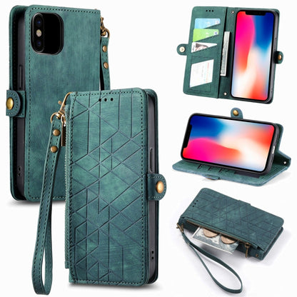 Geometric Zipper Wallet Side Buckle Leather Phone Case, For iPhone 11, For iPhone 11 Pro, For iPhone X / XS, For iPhone XR