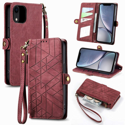 Geometric Zipper Wallet Side Buckle Leather Phone Case, For iPhone 11, For iPhone 11 Pro, For iPhone XR, For iPhone XS Max