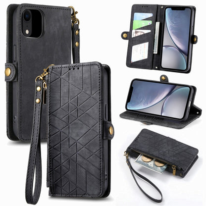 Geometric Zipper Wallet Side Buckle Leather Phone Case, For iPhone 11, For iPhone 11 Pro, For iPhone X / XS, For iPhone XR