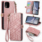 Geometric Zipper Wallet Side Buckle Leather Phone Case, For iPhone 11, For iPhone 11 Pro, For iPhone XR, For iPhone XS Max