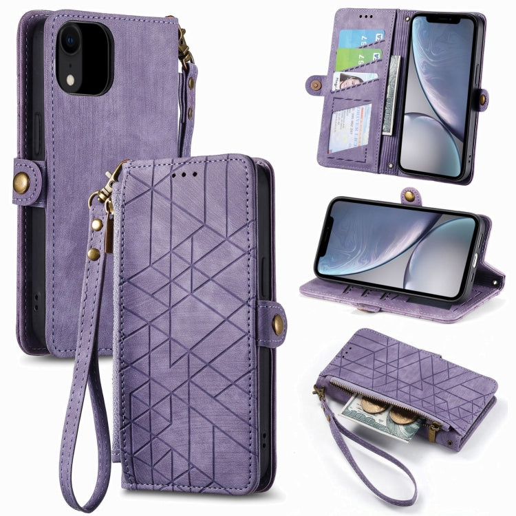 Geometric Zipper Wallet Side Buckle Leather Phone Case, For iPhone 11, For iPhone 11 Pro, For iPhone X / XS, For iPhone XR