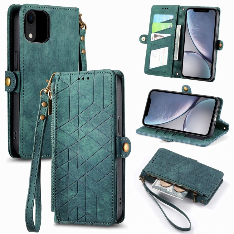 Geometric Zipper Wallet Side Buckle Leather Phone Case, For iPhone 11, For iPhone 11 Pro, For iPhone XR, For iPhone XS Max