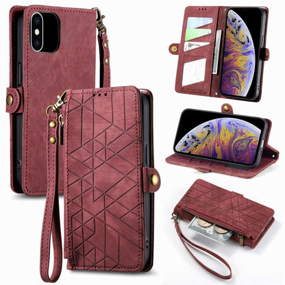 Geometric Zipper Wallet Side Buckle Leather Phone Case