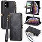 Geometric Zipper Wallet Side Buckle Leather Phone Case
