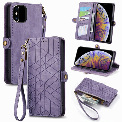 Geometric Zipper Wallet Side Buckle Leather Phone Case, For iPhone 11, For iPhone 11 Pro, For iPhone XR, For iPhone XS Max