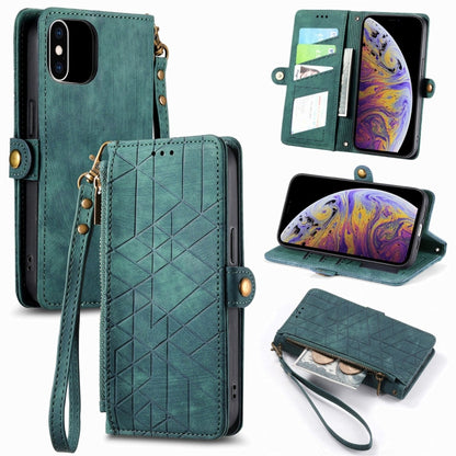 Geometric Zipper Wallet Side Buckle Leather Phone Case, For iPhone 11, For iPhone 11 Pro, For iPhone XR, For iPhone XS Max