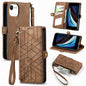 Geometric Zipper Wallet Side Buckle Leather Phone Case