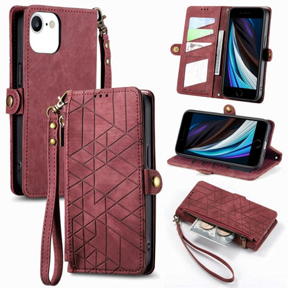 Geometric Zipper Wallet Side Buckle Leather Phone Case