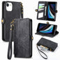 Geometric Zipper Wallet Side Buckle Leather Phone Case
