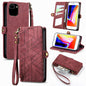 Geometric Zipper Wallet Side Buckle Leather Phone Case