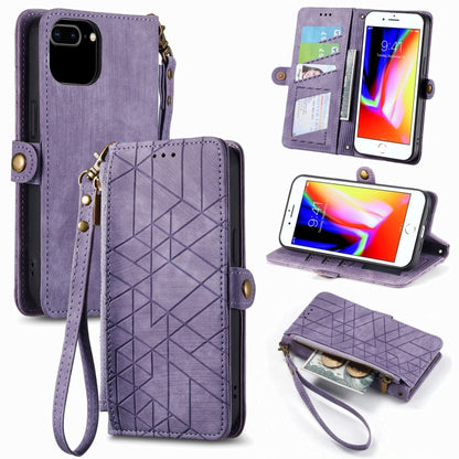Geometric Zipper Wallet Side Buckle Leather Phone Case