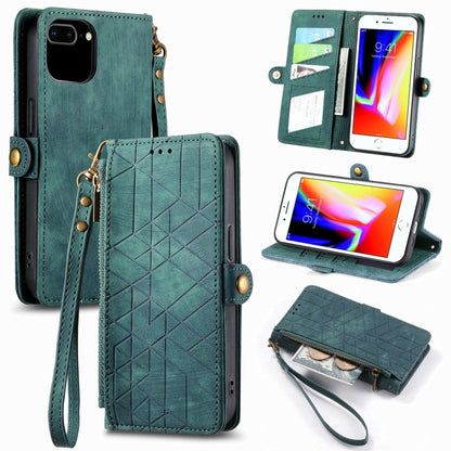 Geometric Zipper Wallet Side Buckle Leather Phone Case
