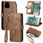 Geometric Zipper Wallet Side Buckle Leather Phone Case