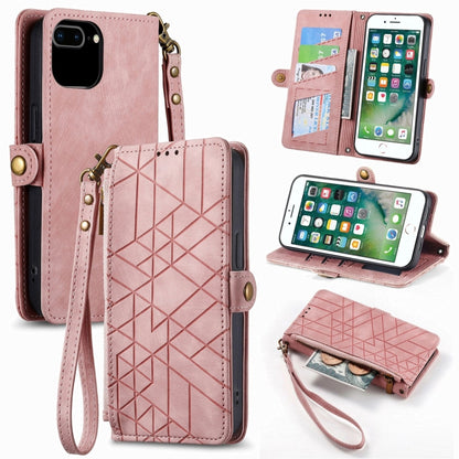 Geometric Zipper Wallet Side Buckle Leather Phone Case