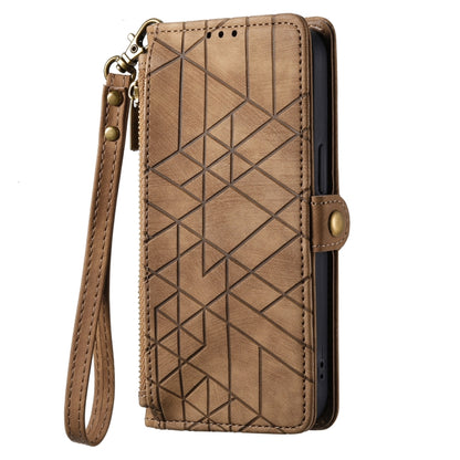 Geometric Zipper Wallet Side Buckle Leather Phone Case, For iPhone 15, For iPhone 14 Plus, For iPhone 14, For iPhone 14 Pro