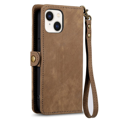 Geometric Zipper Wallet Side Buckle Leather Phone Case, For iPhone 15, For iPhone 14 Plus, For iPhone 14, For iPhone 14 Pro