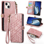 Geometric Zipper Wallet Side Buckle Leather Phone Case, For iPhone 15, For iPhone 14 Plus, For iPhone 14, For iPhone 14 Pro