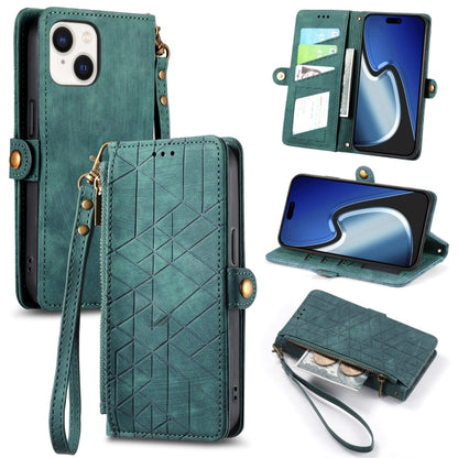 Geometric Zipper Wallet Side Buckle Leather Phone Case, For iPhone 16, For iPhone 15 Pro Max, For iPhone 15 Pro, For iPhone 15 Plus