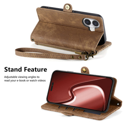 Geometric Zipper Wallet Side Buckle Leather Phone Case, For iPhone 16, For iPhone 15 Pro Max, For iPhone 15 Pro, For iPhone 15 Plus