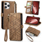 Geometric Zipper Wallet Side Buckle Leather Phone Case, For iPhone Air, For iPhone 16 Pro Max, For iPhone 16 Pro, For iPhone 16 Plus