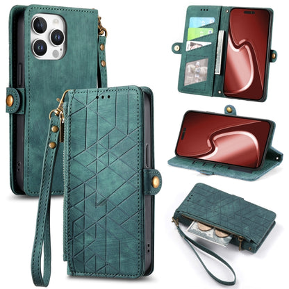 Geometric Zipper Wallet Side Buckle Leather Phone Case, For iPhone Air, For iPhone 16 Pro Max, For iPhone 16 Pro, For iPhone 16 Plus