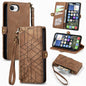 Geometric Zipper Wallet Side Buckle Leather Phone Case, For iPhone 16e, For iPhone 16 Pro Max, For iPhone 16 Pro, For iPhone 16 Plus