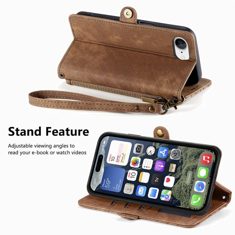 Geometric Zipper Wallet Side Buckle Leather Phone Case, For iPhone 16e, For iPhone 16 Pro Max, For iPhone 16 Pro, For iPhone 16 Plus