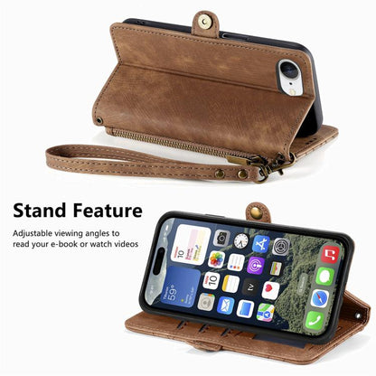 Geometric Zipper Wallet Side Buckle Leather Phone Case, For iPhone 16e, For iPhone 16 Pro Max, For iPhone 16 Pro, For iPhone 16 Plus