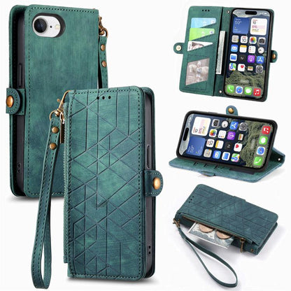 Geometric Zipper Wallet Side Buckle Leather Phone Case, For iPhone 18 Pro / 17 Pro, For iPhone 18 Pro Max / 17 Pro Max, For iPhone 17e / 16e, For iPhone 17