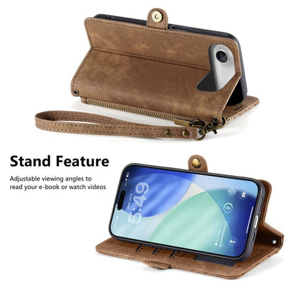 Geometric Zipper Wallet Side Buckle Leather Phone Case, For iPhone Air, For iPhone 16 Pro Max, For iPhone 16 Pro, For iPhone 16 Plus