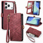 Geometric Zipper Wallet Side Buckle Leather Phone Case, For iPhone 18 Pro / 17 Pro, For iPhone 18 Pro Max / 17 Pro Max, For iPhone 17e / 16e, For iPhone 17