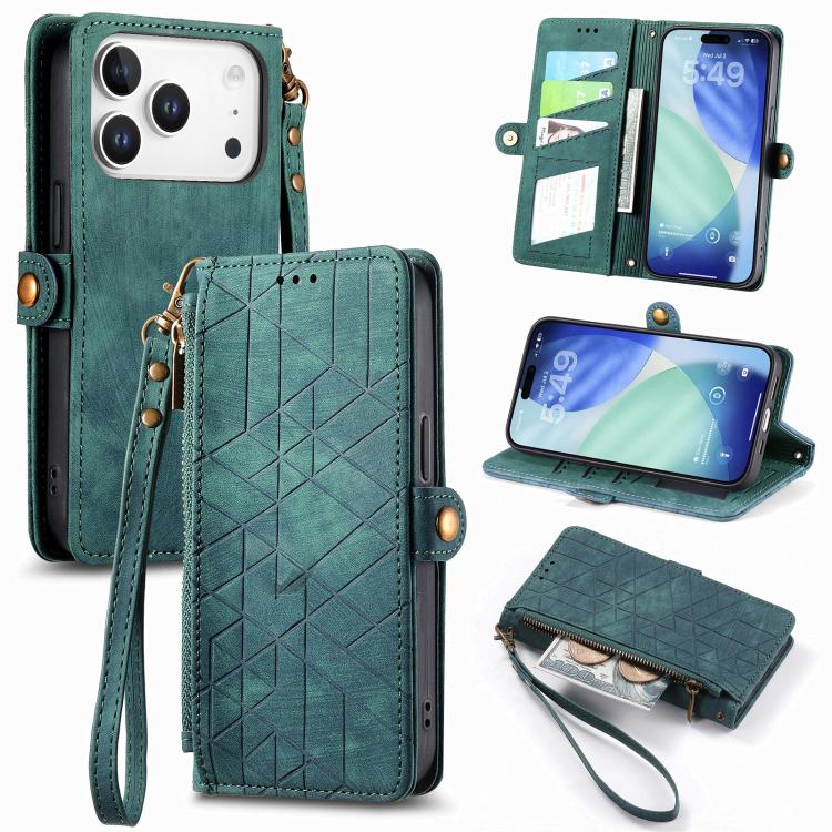 Geometric Zipper Wallet Side Buckle Leather Phone Case, For iPhone 18 Pro / 17 Pro, For iPhone 18 Pro Max / 17 Pro Max, For iPhone 17e / 16e, For iPhone 17