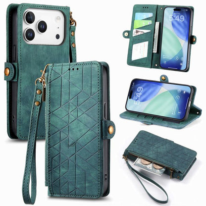 Geometric Zipper Wallet Side Buckle Leather Phone Case, For iPhone 18 Pro / 17 Pro, For iPhone 18 Pro Max / 17 Pro Max, For iPhone 17e / 16e, For iPhone 17