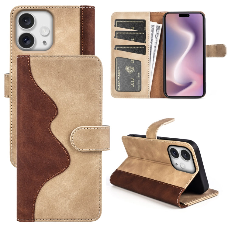 Stitching Horizontal Flip Leather Phone Case, For iPhone 16 Pro, For iPhone 16 Plus, For iPhone 16, For iPhone 15 Pro Max