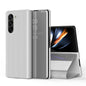 Plated Mirror Horizontal Flip Leather Phone Case with Holder, For Galaxy Z Fold6, For Galaxy Z Fold5 5G